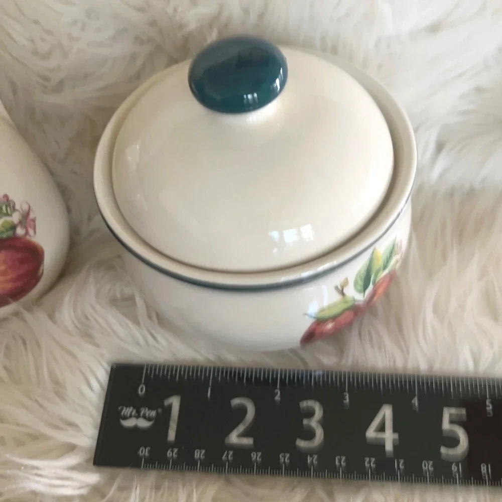 China Pearl Casuals Apple Sugar and Creamer Set Vintage Stoneware Orchard Fruit